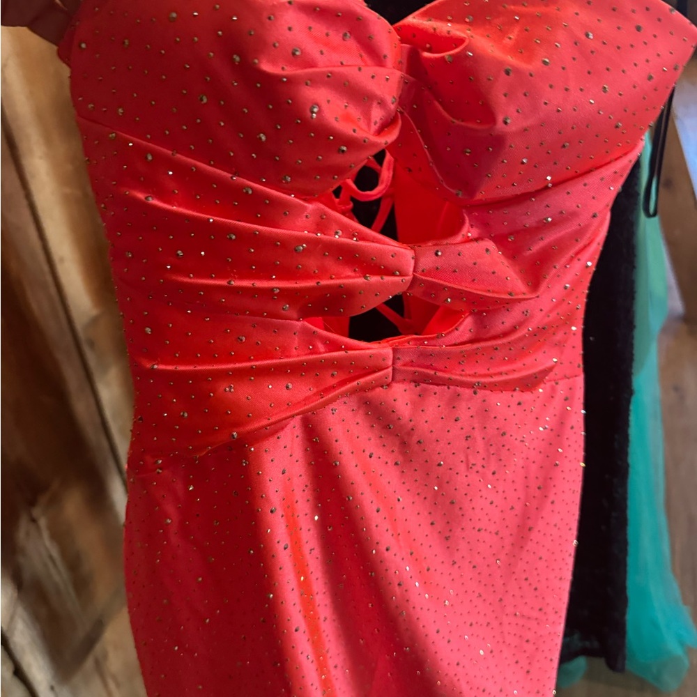 Amazon‎ Red Strapless Prom Dress with Rhinestone Detail
